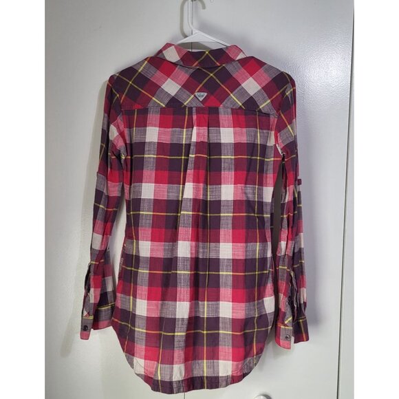 COLUMBIA PFG Women's Small Coral Springs II Button Up Shirt Cotton Outdoor Plaid - Picture 2 of 11